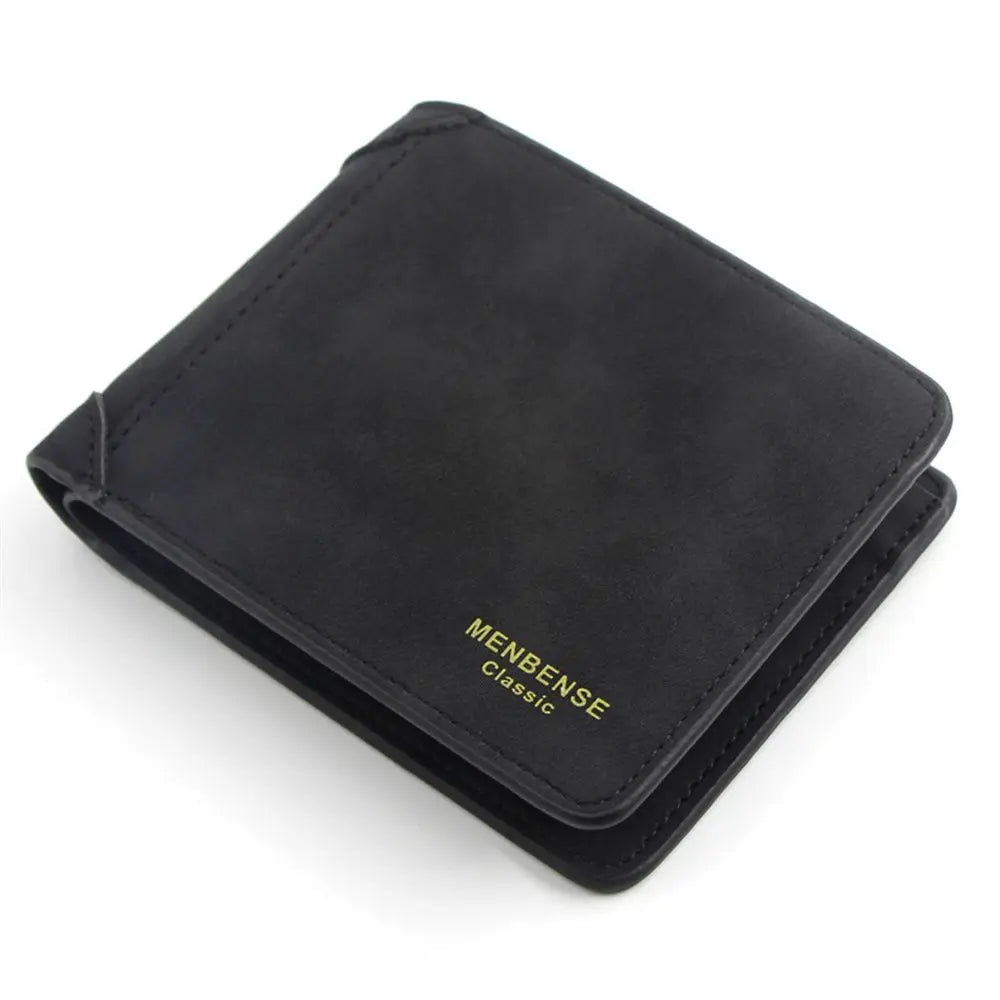 Men Short Wallet PU Leather Money Clips Thin Purses