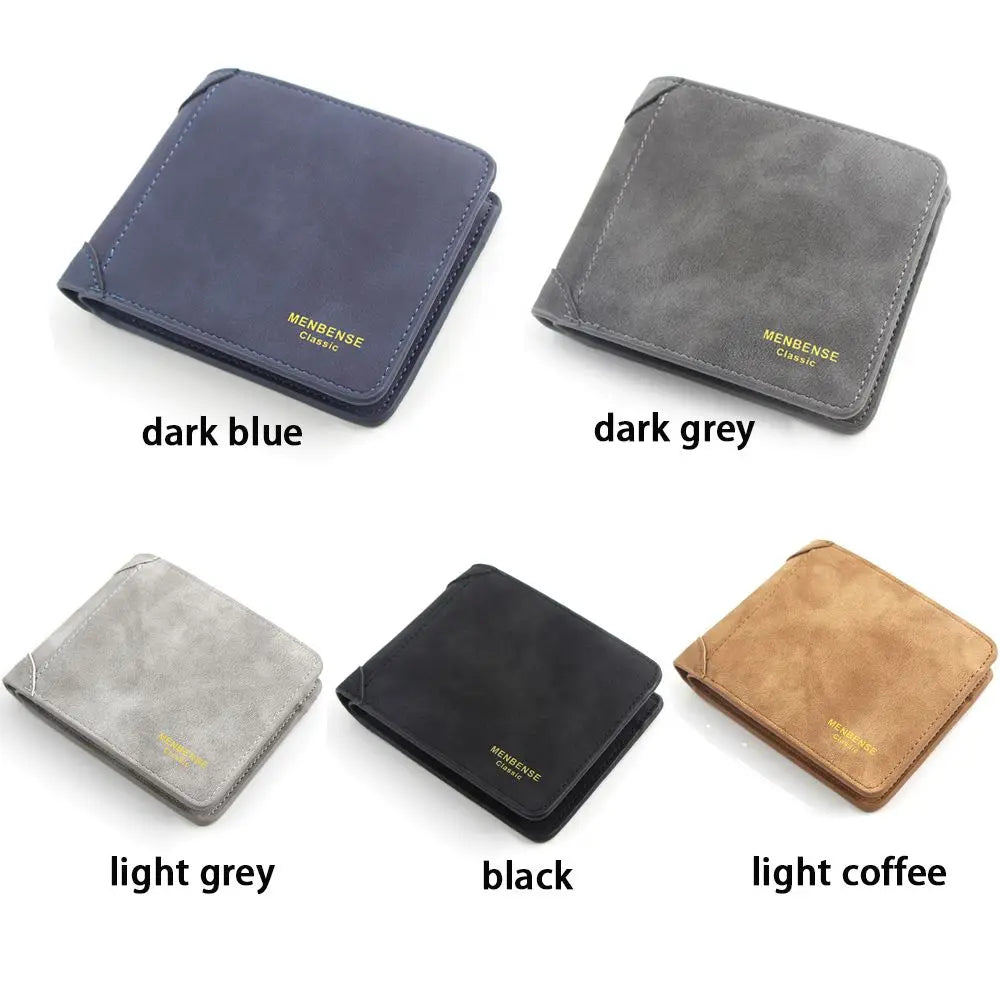 Men Short Wallet PU Leather Money Clips Thin Purses