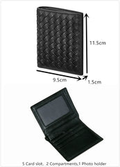 Men Wallets Knitting Cow Leather Short Clip Woven Wallet Business Male