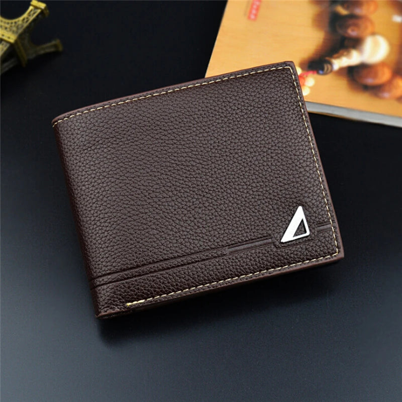 Men Wallets Short PU Leather High Wallet Three Fold Boyfriend Wallet