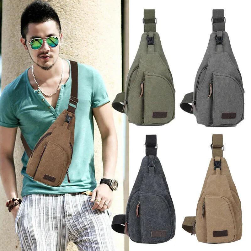 Canvas Sling Bag Backpack Crossbody Chest Bag Daily Casual Hiking