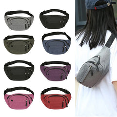 Men Women Fanny Pack Outdoor Sports Running Waist Bag Canvas Travel Phone Bag