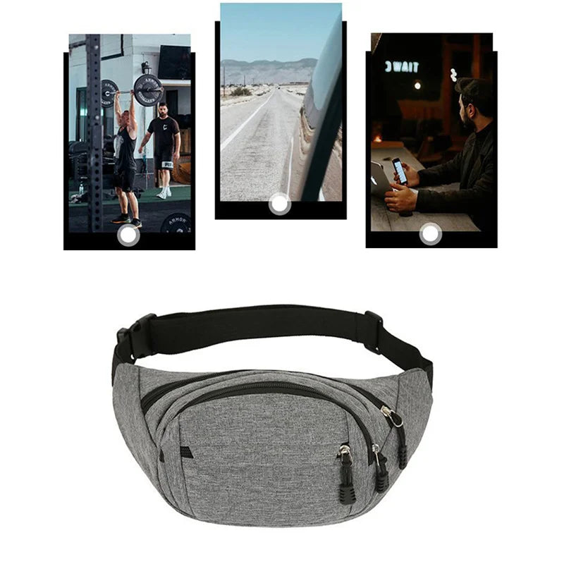 Men Women Fanny Pack Outdoor Sports Running Waist Bag Canvas Travel Phone Bag