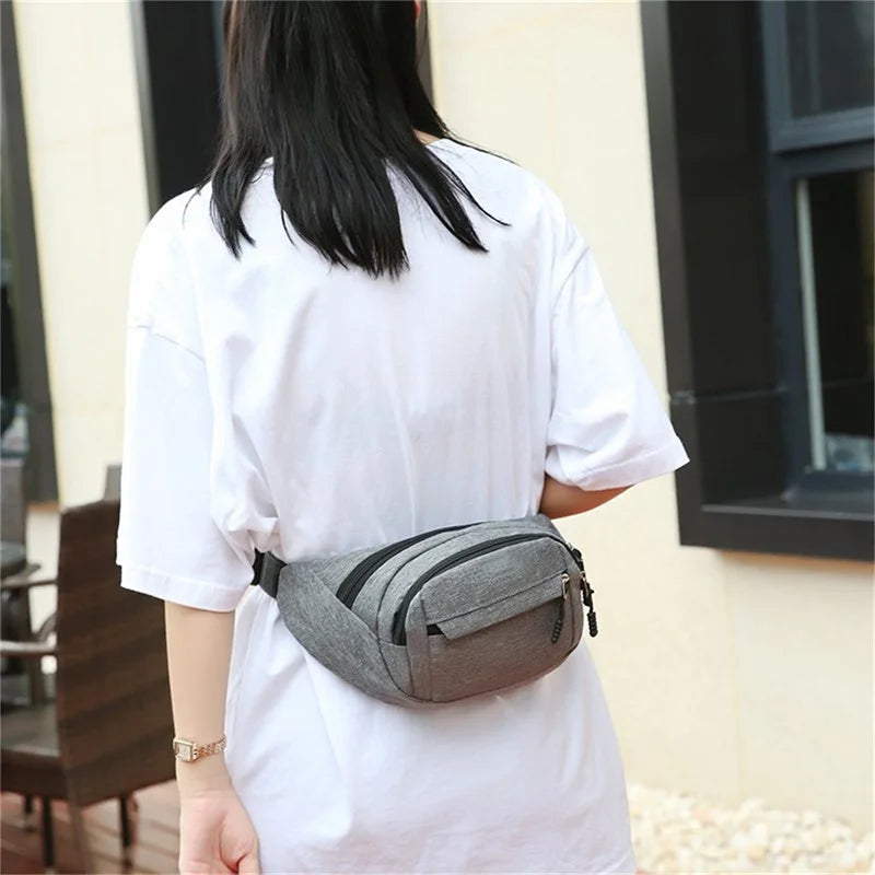 Men Women Fanny Pack Outdoor Sports Running Waist Bag Canvas Travel Phone Bag