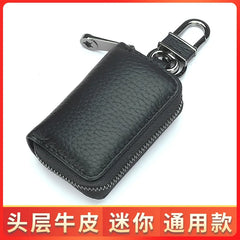 Men Women Cowhide Leather Key Holders Zipper Keychains