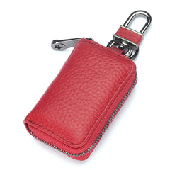 Men Women Cowhide Leather Key Holders Zipper Keychains