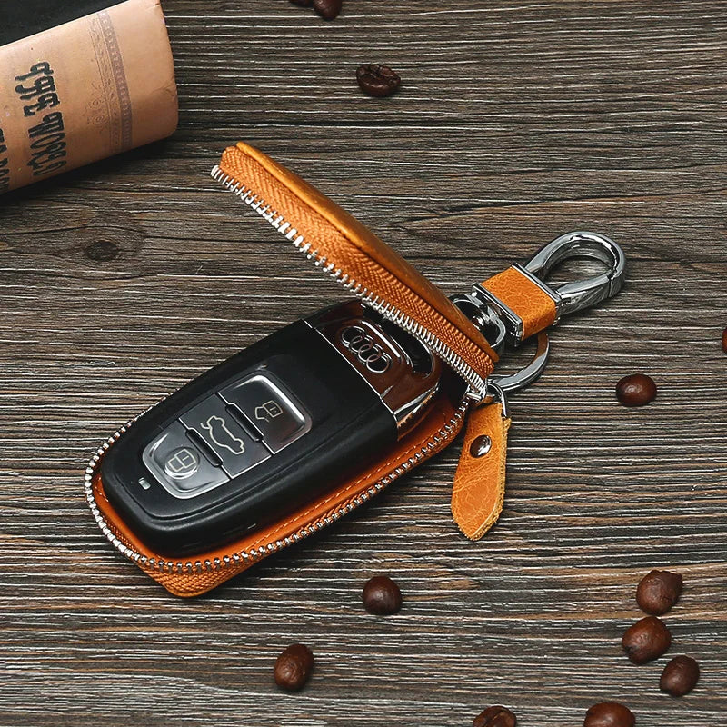 Men Women Leather Car Key Holders Retro Keychain