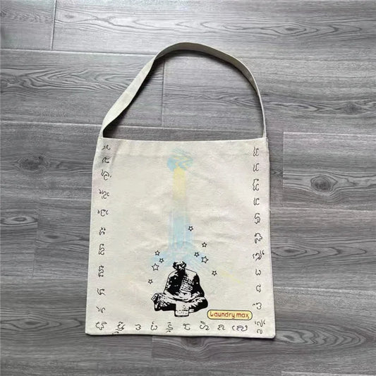 KAPITAL Vintage Canvas Oil Painting Couple Shoulder Bag