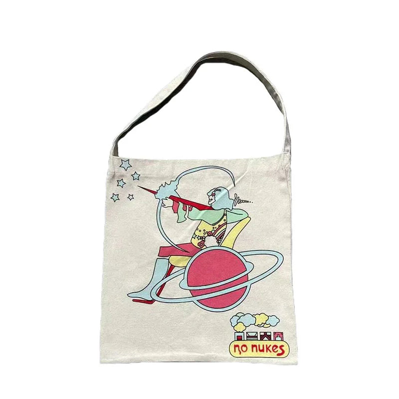 KAPITAL Vintage Canvas Oil Painting Couple Shoulder Bag