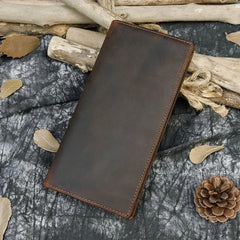 Men Women Leather Long Wallet High Zipper Long Purse