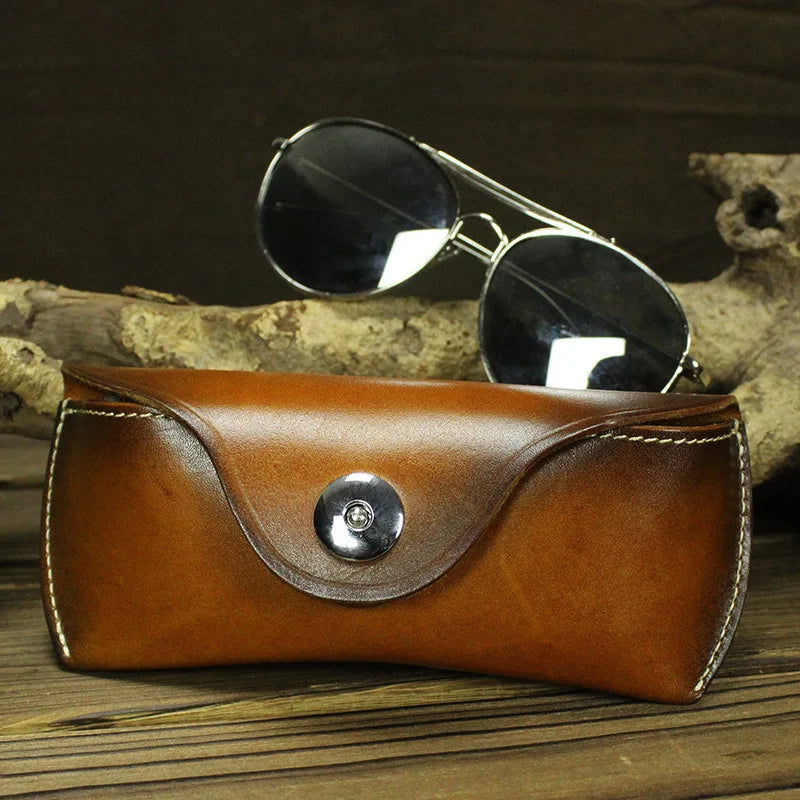 Men Women Leather Sunglass Bag Full Grain Leather Eyeglass Case