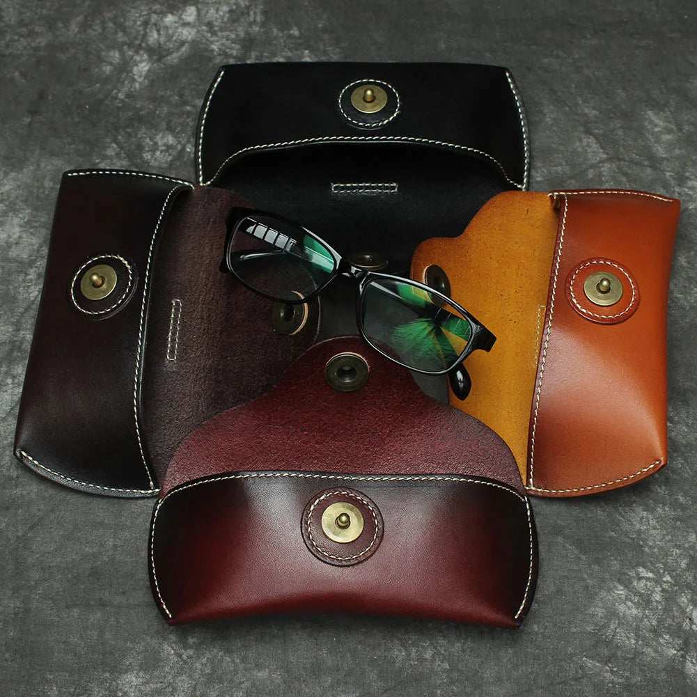 Men Women Leather Sunglass Bag Full Grain Leather Eyeglass Case