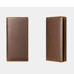 Men Women Leather Clutch Wallet Long Purses First Layer Real Leather Retro Big