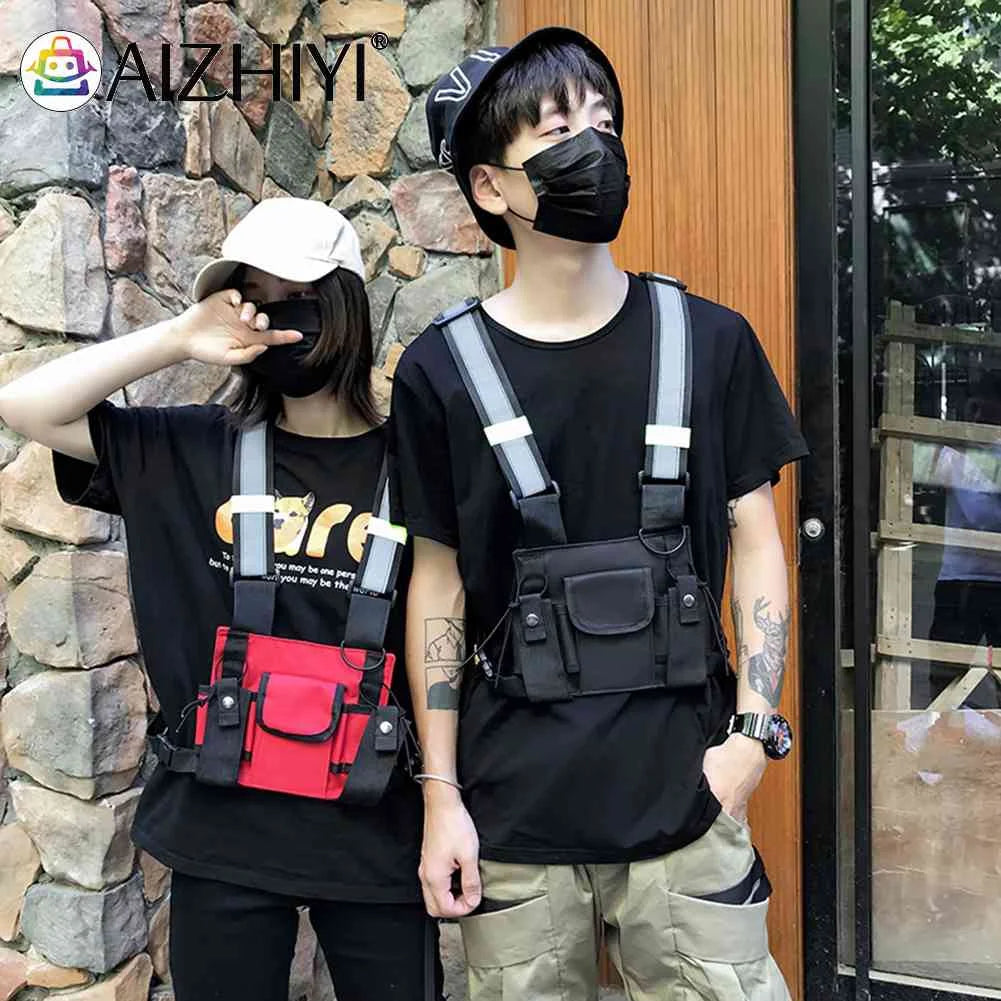 Men Women Multi-function Phone Backpack Hip Hop Outdoor Travel Chest Knapsack