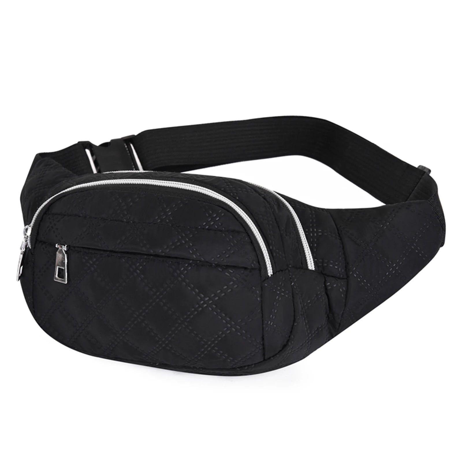 Quilted Waist Fanny Pack Multi-layer Large Capacity Crossbody Bag