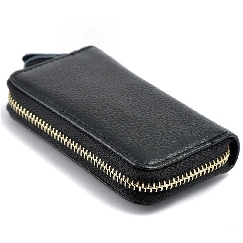 Men Women PU Leather Zipper Metal Rack Key Wallets
