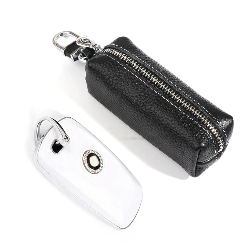 Men Women Synthetic Leather Car Key Ring Holder for Case KeyChain Purse Bag