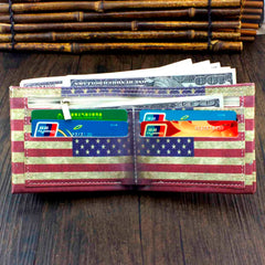 Vintage Retro Style U.S. Flag Leather Wallet