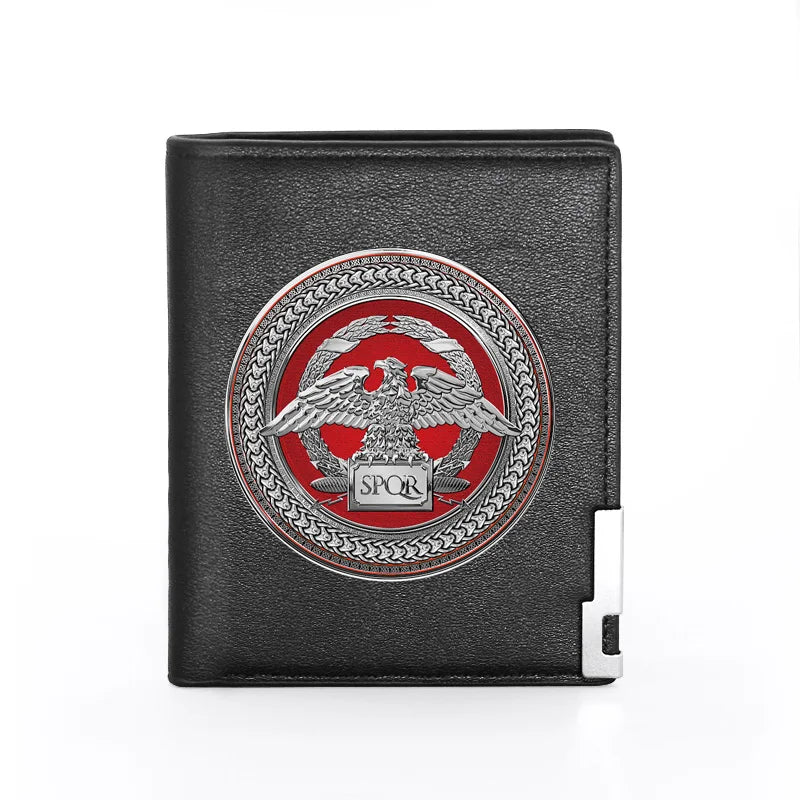 Men Women Wallet Leather Rome SPQR Billfold Slim Credit Card Money Bag