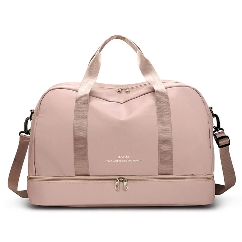 Men & Women's Travel Bag with Shoe Compartment Gym Handbag Large Capacity