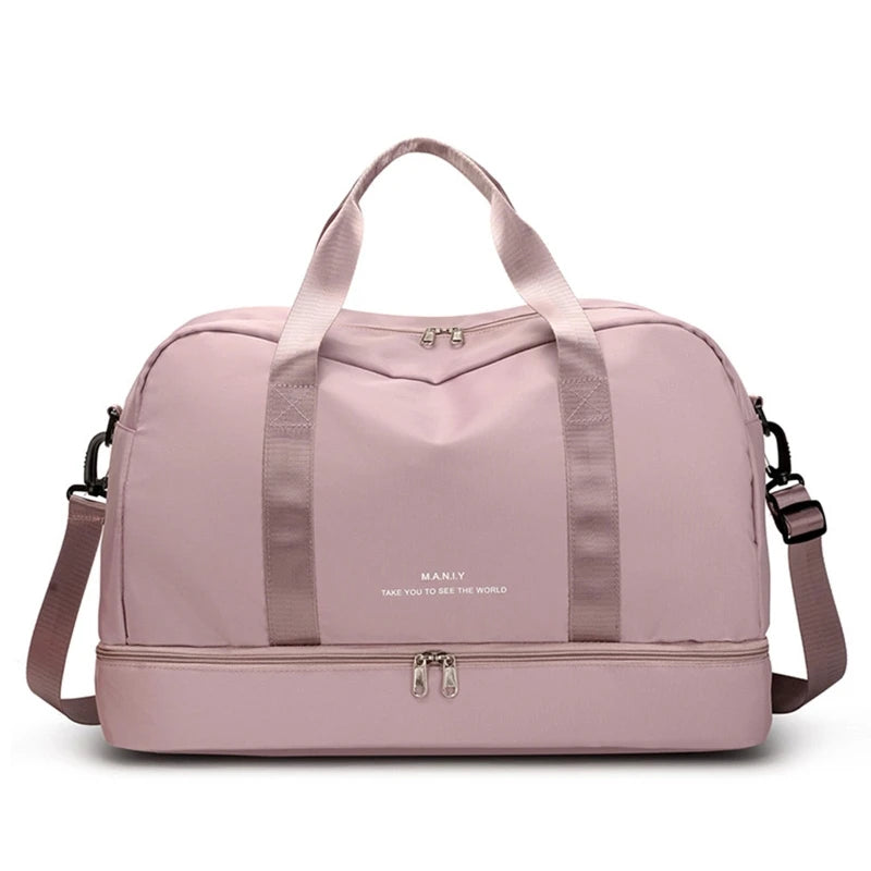 Men & Women's Travel Bag with Shoe Compartment Gym Handbag Large Capacity