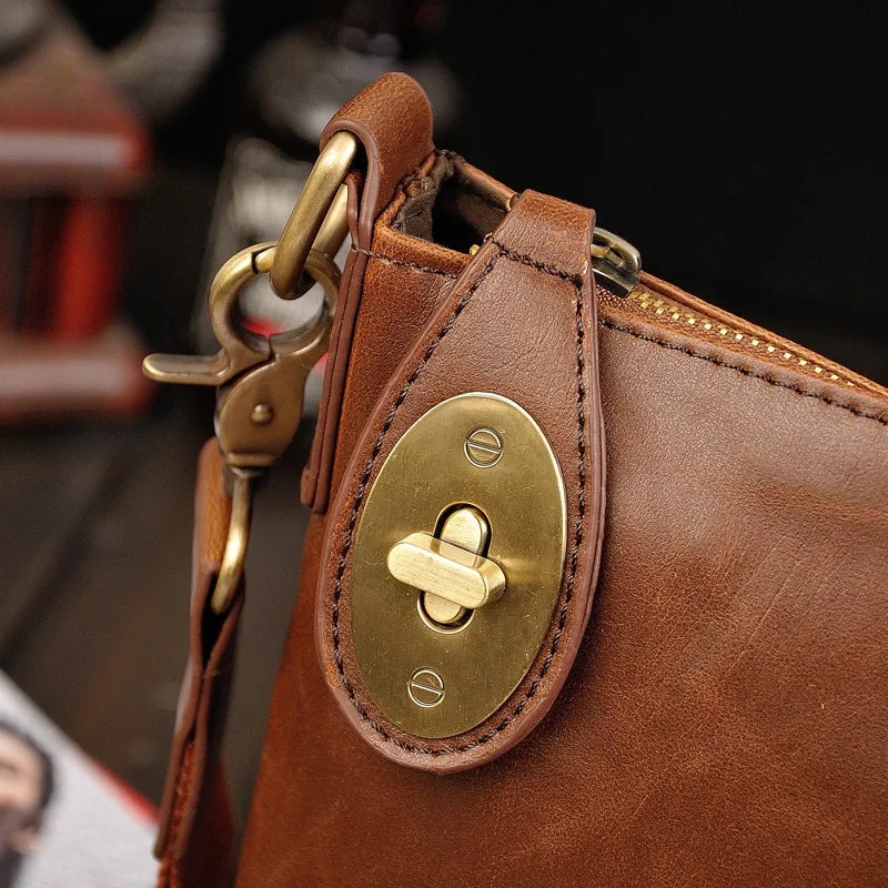 Men Leather Weave Clutch Bag Shoulder Wallet Handy Bag Handbags