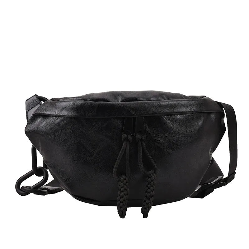 Waist Bag High Pu Leather Chest Pack Outdoor Sports Crossbody Bag