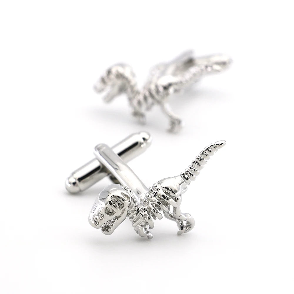 Men's T-Rex Cufflinks Silver Dinosaur Bone Brass Material