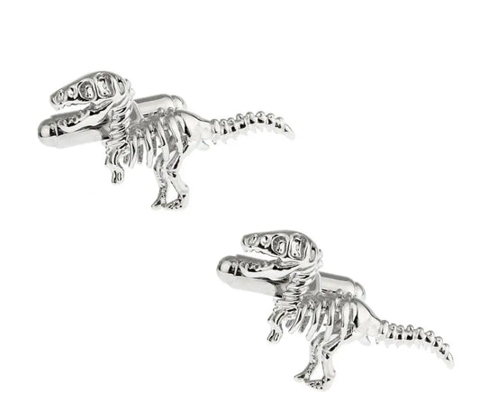 Men's T-Rex Cufflinks Silver Dinosaur Bone Brass Material