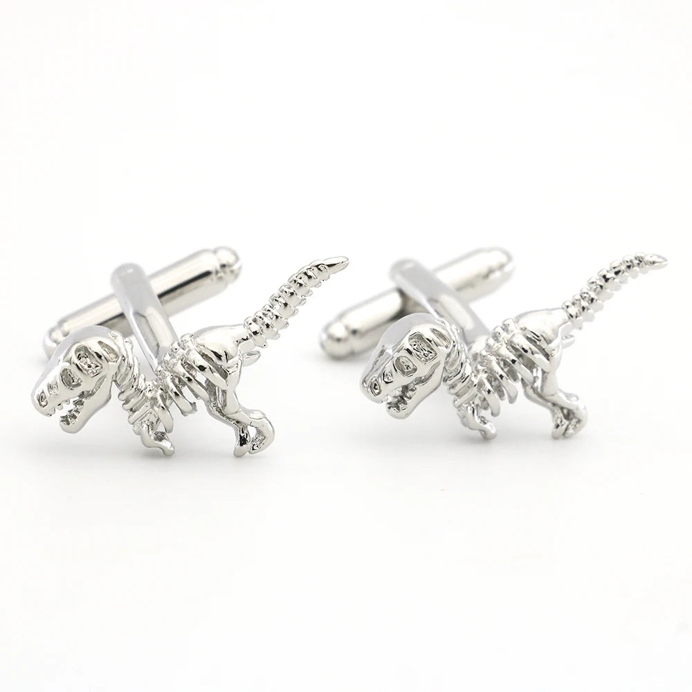 Men's T-Rex Cufflinks Silver Dinosaur Bone Brass Material