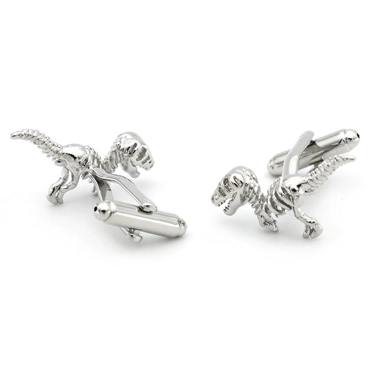 Men's T-Rex Cufflinks Silver Dinosaur Bone Brass Material