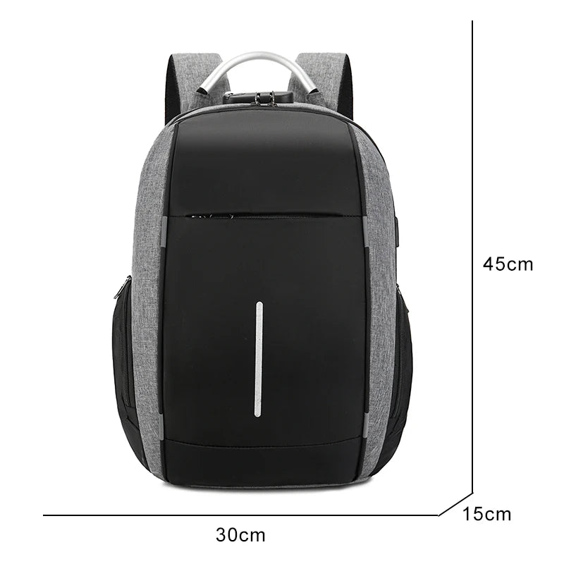 Men's Multifunctional USB Charging Notebook Bag 15.6 Inch Waterproof Backpack