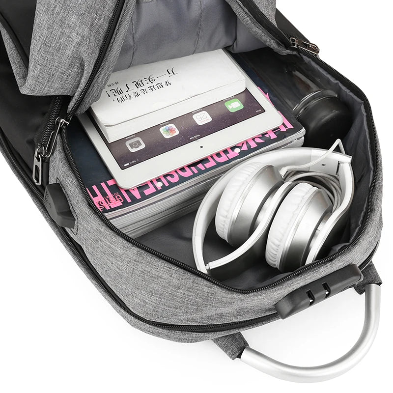 Men's Multifunctional USB Charging Notebook Bag 15.6 Inch Waterproof Backpack