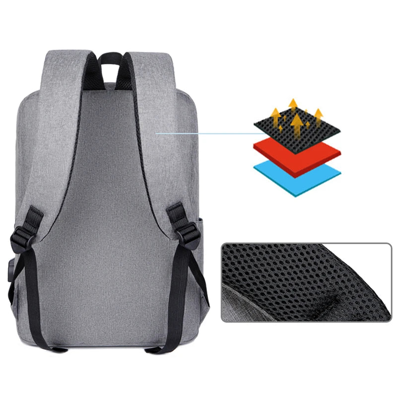 Men's USB Charging Laptop Backpack Large Capacity Waterproof Rucksack