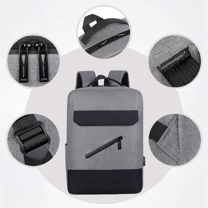 Men's USB Charging Laptop Backpack Large Capacity Waterproof Rucksack