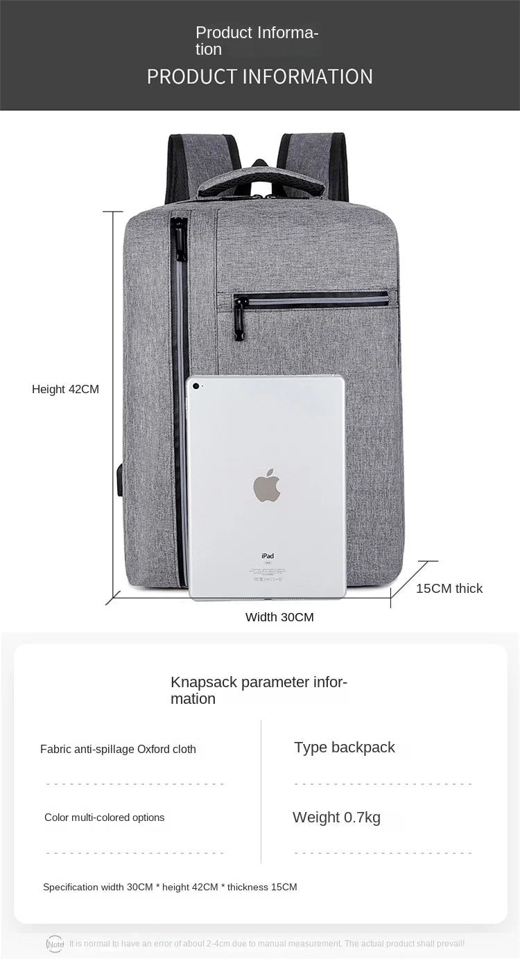 Men's USB Charging Backpack Waterproof Rucksack