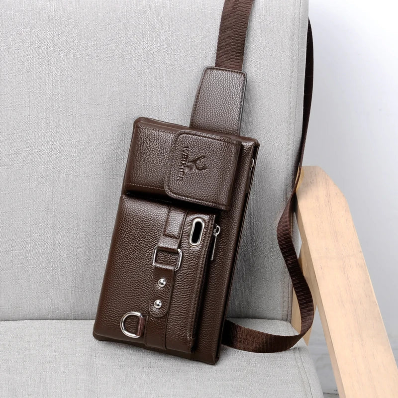 Men's Belt Bag Zipper Closure Earphone Hole Quick Release Buckle