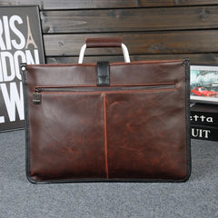 Men's Crazy Horse PU Leather Briefcase Office File Bag