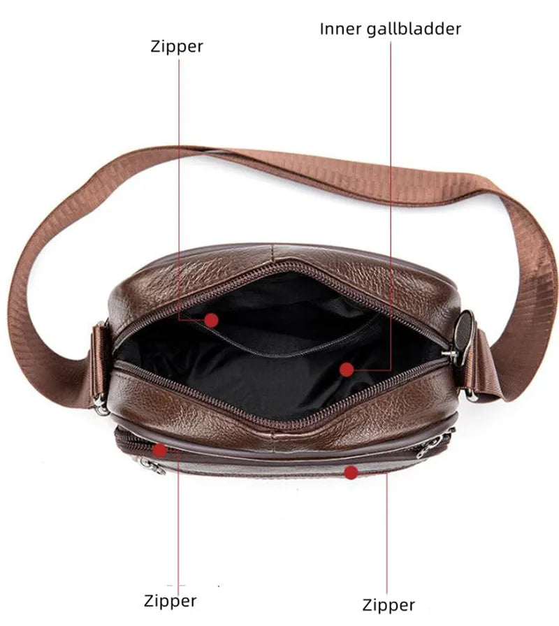 Men's Leather Business Shoulder Bag Crossbody Retro Casual