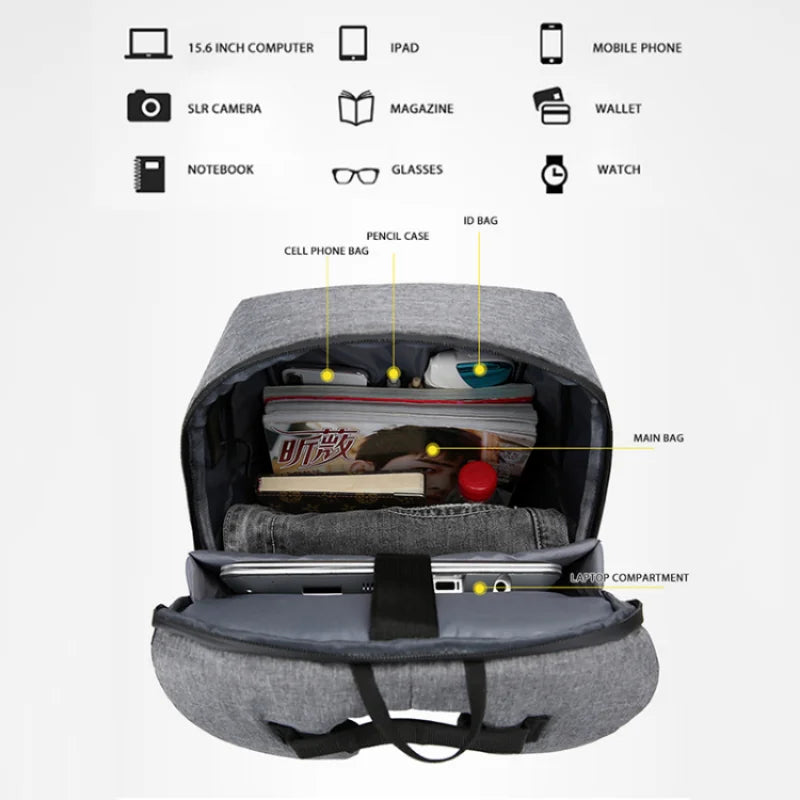 Men's USB Business Laptop Backpack Waterproof Rucksack