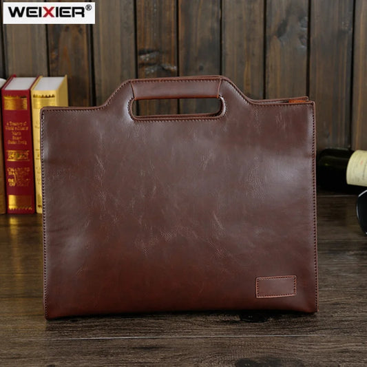 Men's PU Leather Business Briefcase Vintage Tote Laptop Bag