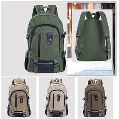 Men's Large Canvas Backpack Solid Rucksack