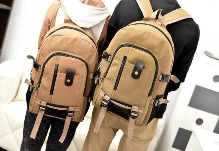 Men's Large Canvas Backpack Schoolbag