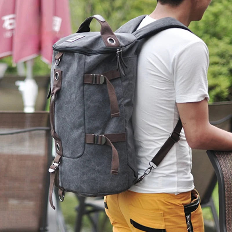 Men's Canvas Backpacks Camping Backpack Large Capacity Travel Shoulder Bags