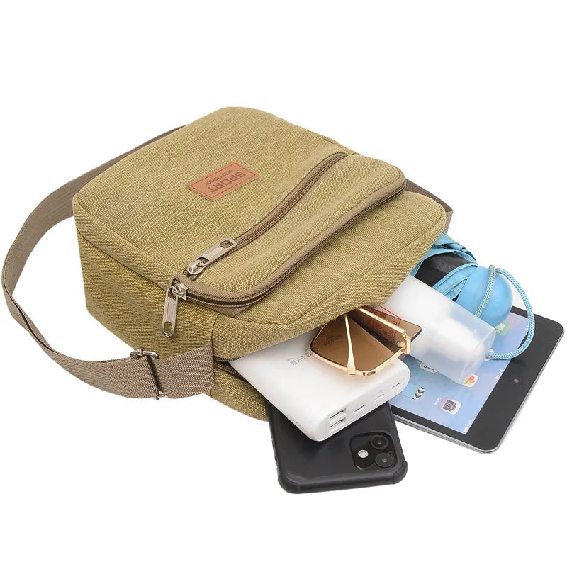 Men's Canvas Shoulder Bag Large Capacity Business Travel Backpack