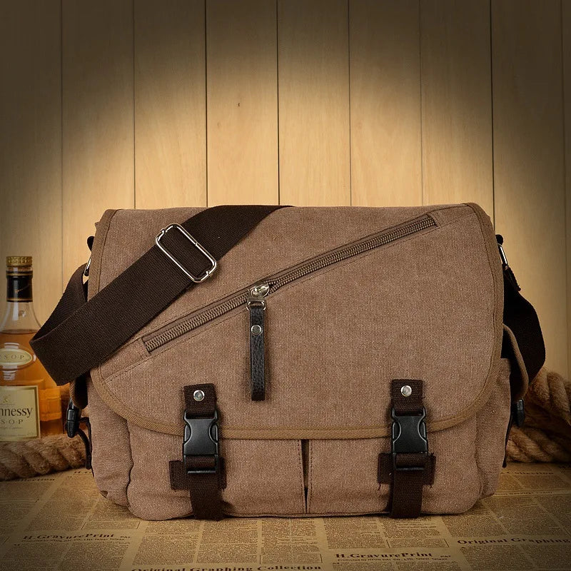 Men's Canvas Vintage Casual Briefcase Business Shoulder Messenger Bag