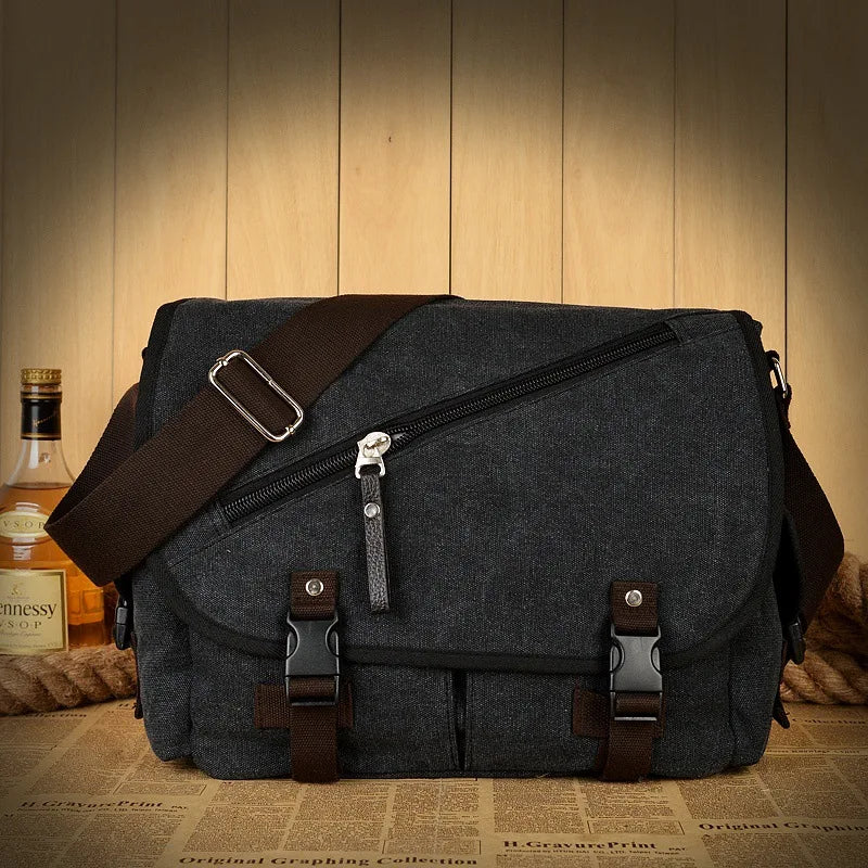 Men's Canvas Vintage Casual Briefcase Business Shoulder Messenger Bag