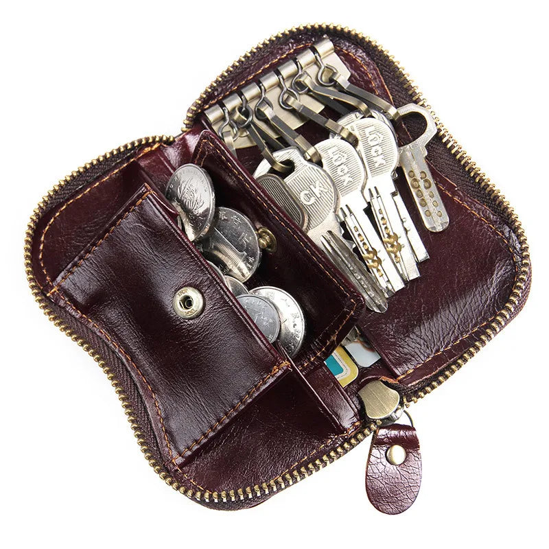 Men's Cowhide Leather Key Holder Wallet Organizer