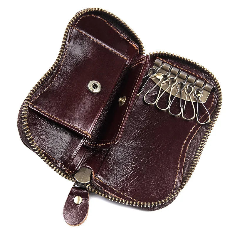 Men's Cowhide Leather Key Holder Wallet Organizer