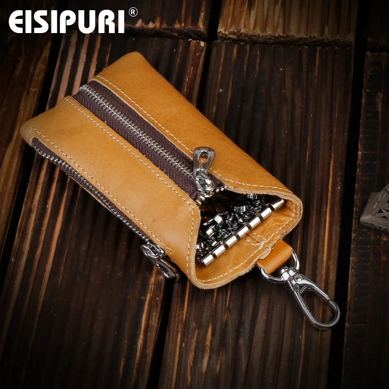 Men's Leather Key Wallet Holder with Keychain